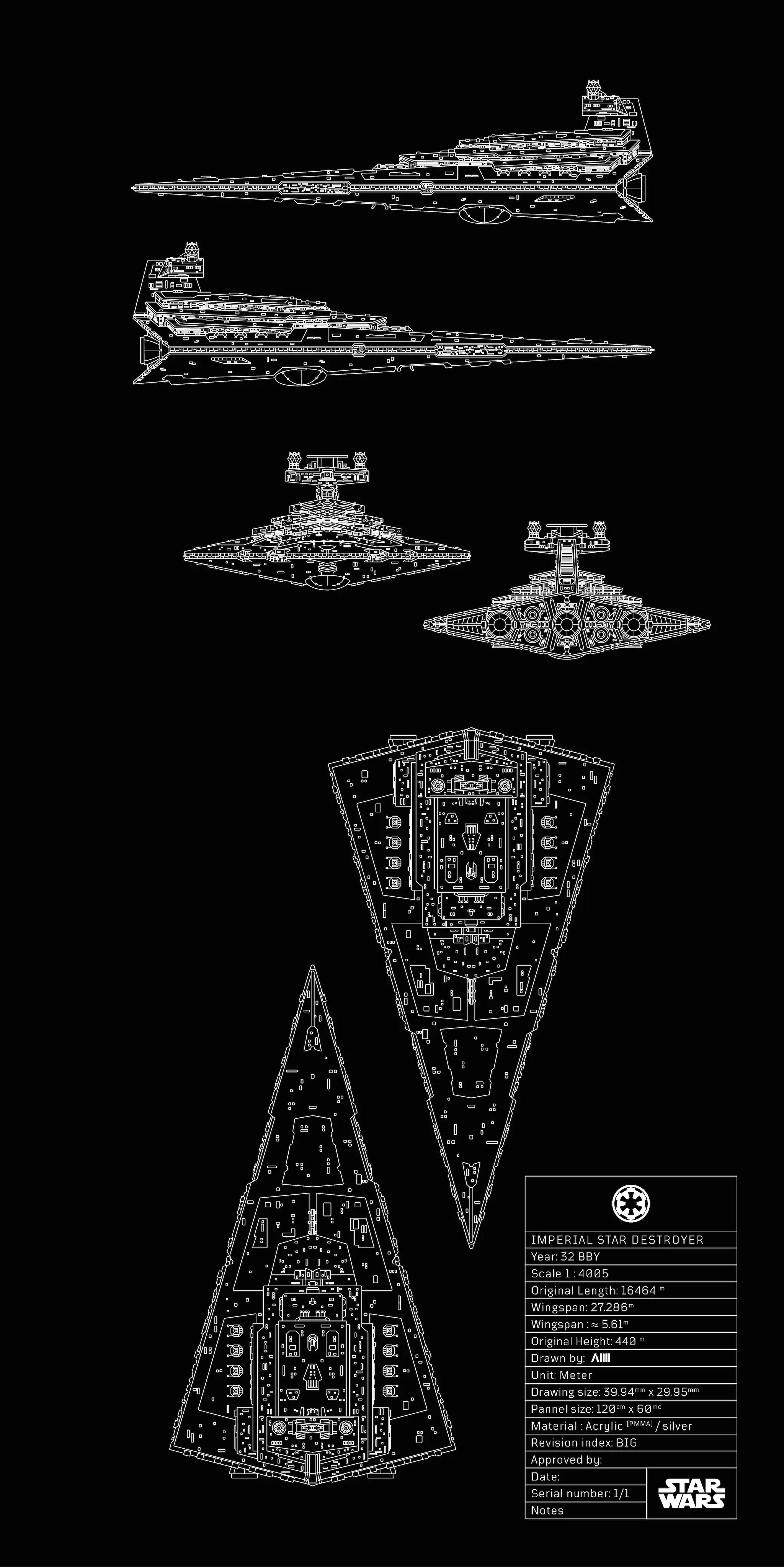 détail d'un plan de vaisseau starwars