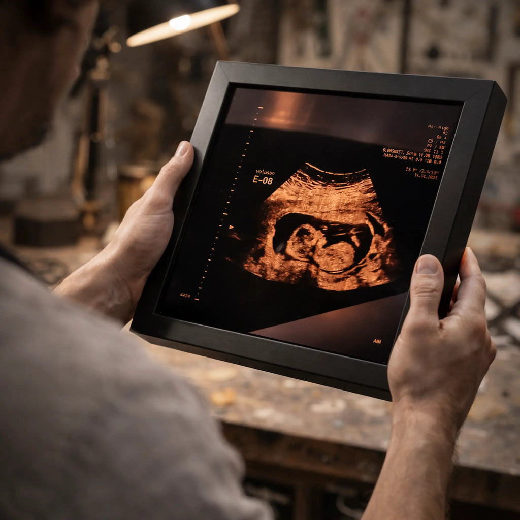 un homme qui regarde un sonogram cuivre